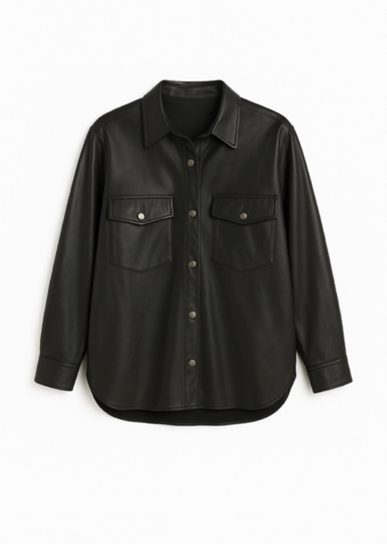 Camicia over in vera pelle