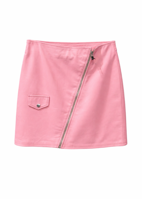 Mini skirt in pelle rosa
