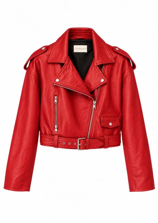 Biker Cropped Giacca da Donna in Pelle